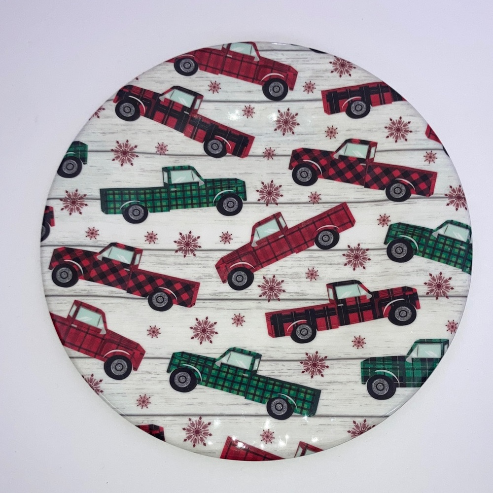 Robert Stanley Plaid Truck Pattern Melamine Dinner Plate